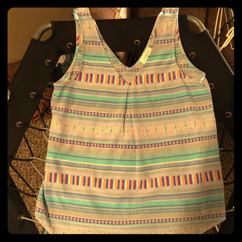 Tribal print sheer tank top